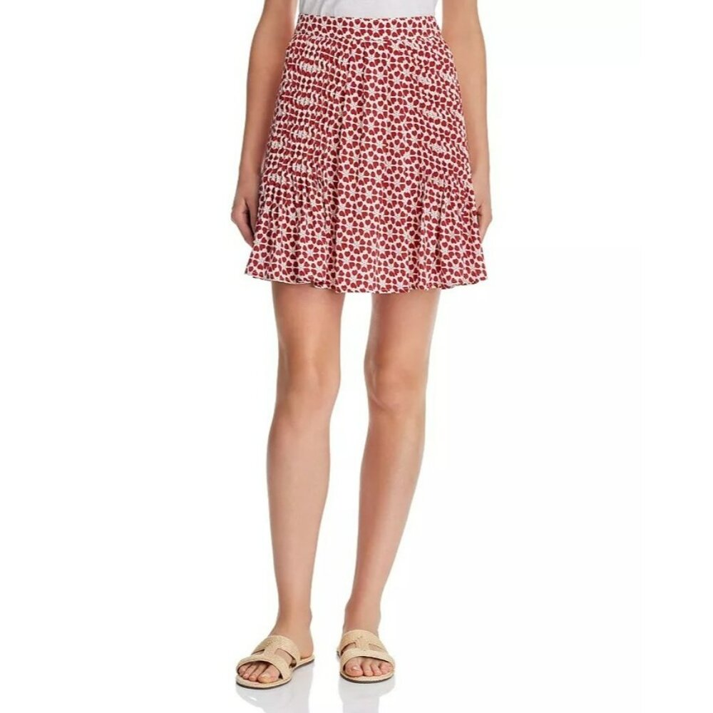 218. Rebecca Minkoff Cassia Printed Pleated Mini Skirt Red US 4